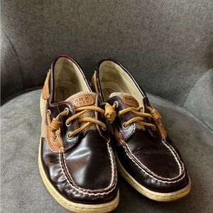 Sperry Dark Brown and Tan Boat Shoes
